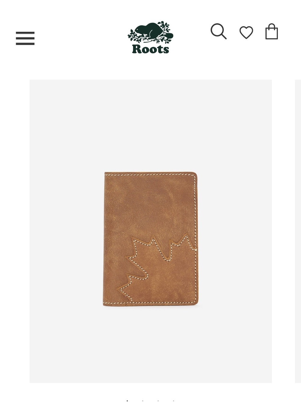 New Roots Tan Leather Passport Cover with Maple Leaf Stitch